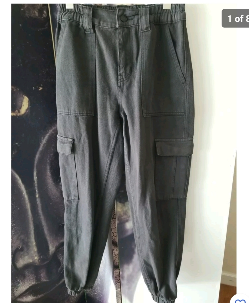 PACSUN Los Angeles Women's Elastic Waist Gray‎ Cargo Pockets Pants Size S